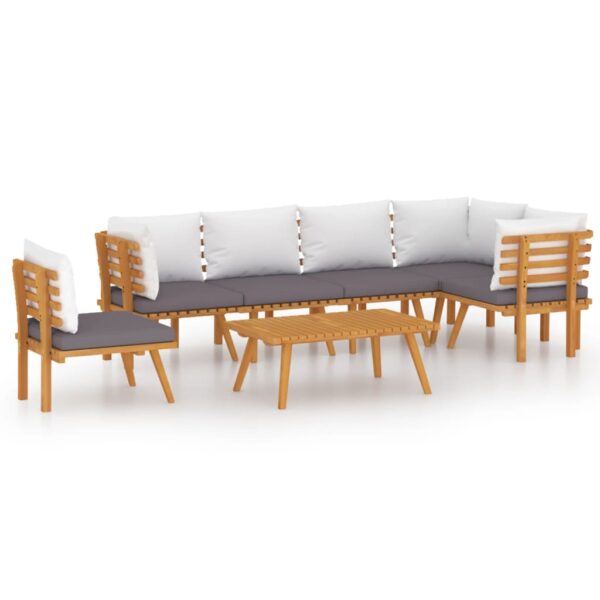 vidaXL 7 Piece Patio Lounge Set with Cushions Solid Acacia Wood - Image 2