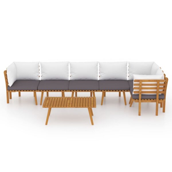 vidaXL 7 Piece Patio Lounge Set with Cushions Solid Acacia Wood - Image 3