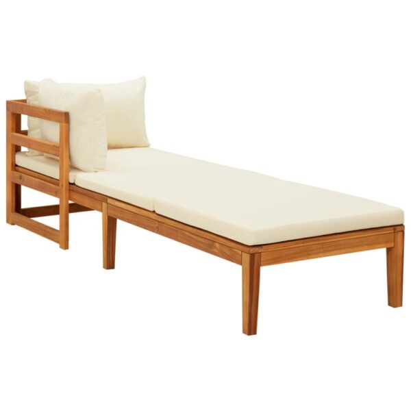 vidaXL Sun Loungers with Cream White Cushions 2 pcs Acacia Wood - Image 3