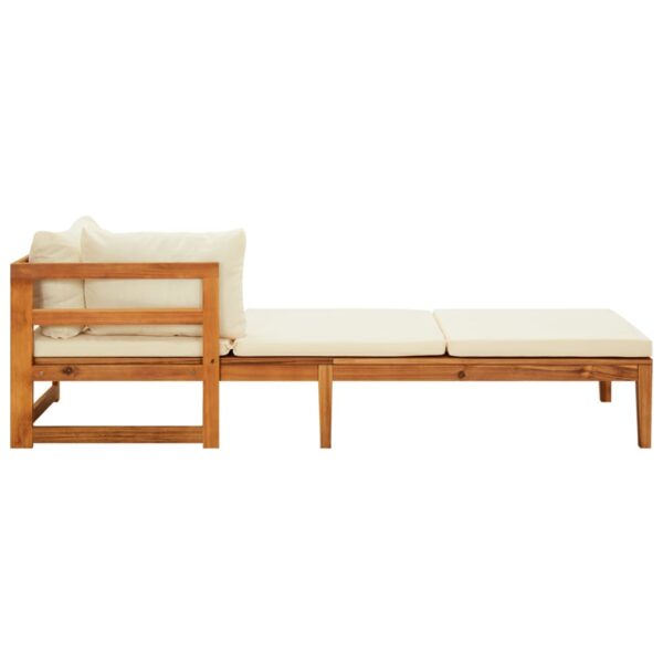 vidaXL Sun Loungers with Cream White Cushions 2 pcs Acacia Wood - Image 4