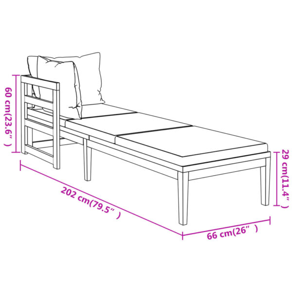 vidaXL Sun Loungers with Cream White Cushions 2 pcs Acacia Wood - Image 7