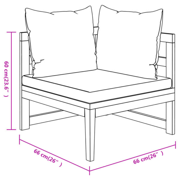 vidaXL 3 Piece Patio Lounge Set with Dark Gray Cushions Acacia Wood - Image 12