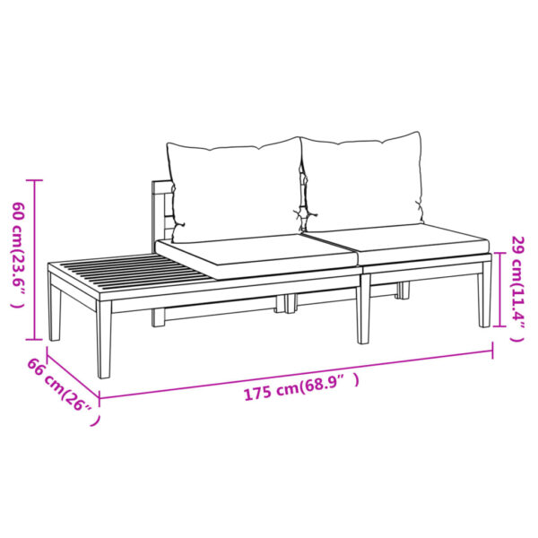 vidaXL 3 Piece Patio Lounge Set with Dark Gray Cushions Acacia Wood - Image 11