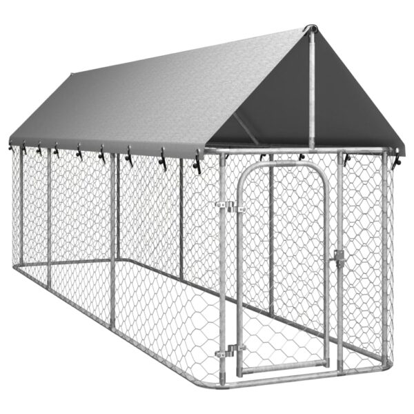 vidaXL Outdoor Dog Kennel with Roof 157.5"x39.4"x59.1"