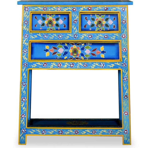 vidaXL Sideboard with Drawers Turquoise 23.6"x11.8"x29.9" Solid Wood Mango - Image 4