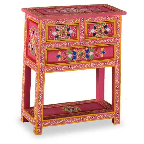 vidaXL Sideboard with Drawers Pink 23.6"x11.8"x29.9" Solid Wood Mango