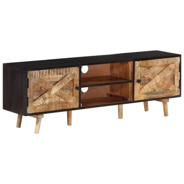 vidaXL TV Stand 55.1"x11.8"x18.1" Rough Mango Wood and Solid Wood Acacia