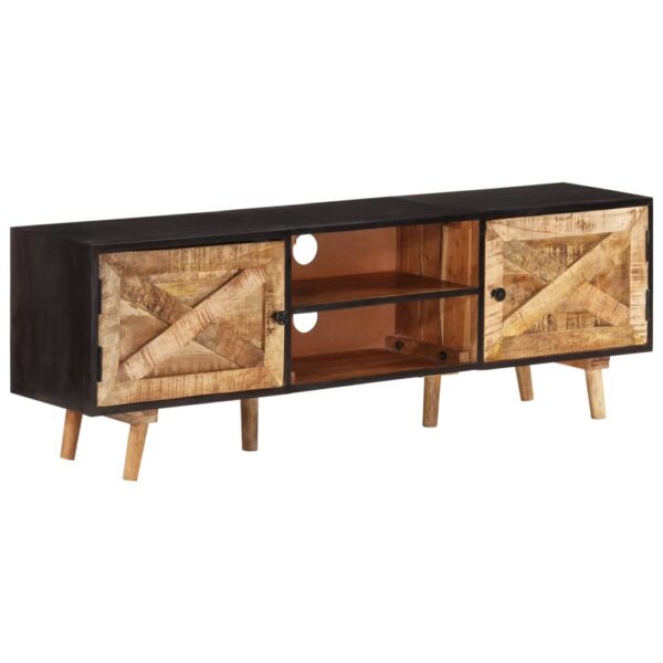 vidaXL TV Stand 55.1"x11.8"x18.1" Rough Mango Wood and Solid Wood Acacia - Image 12