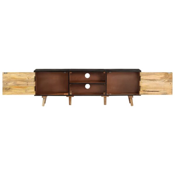 vidaXL TV Stand 55.1"x11.8"x18.1" Rough Mango Wood and Solid Wood Acacia - Image 3