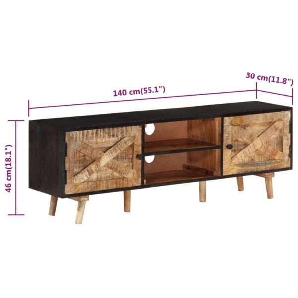 vidaXL TV Stand 55.1"x11.8"x18.1" Rough Mango Wood and Solid Wood Acacia - Image 9