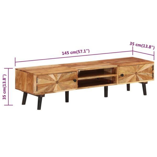 vidaXL TV Stand 57.1"x13.8"x13.8" Solid Wood Acacia - Image 10