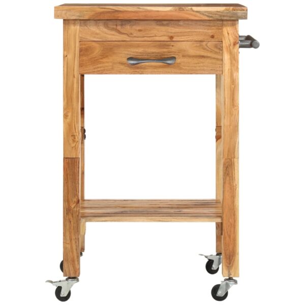 vidaXL Kitchen Trolley 22.8"x22.8"x35" Solid Wood Acacia - Image 2