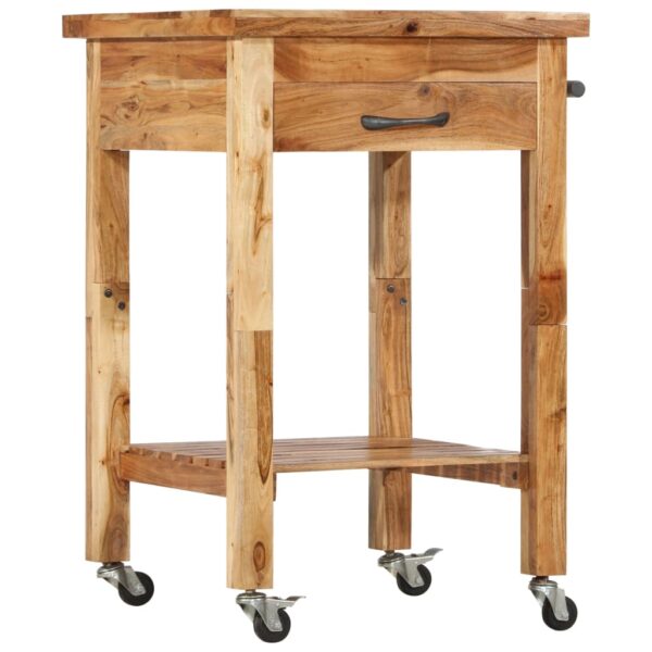 vidaXL Kitchen Trolley 22.8"x22.8"x35" Solid Wood Acacia - Image 12