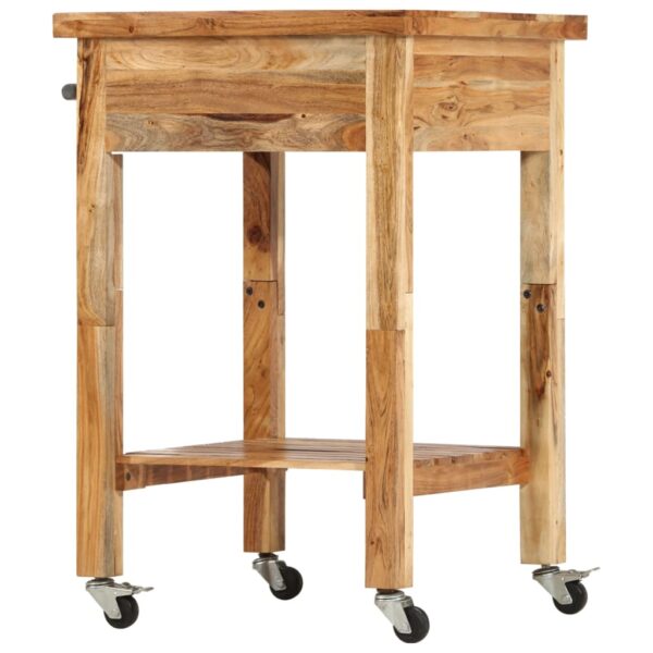 vidaXL Kitchen Trolley 22.8"x22.8"x35" Solid Wood Acacia - Image 3