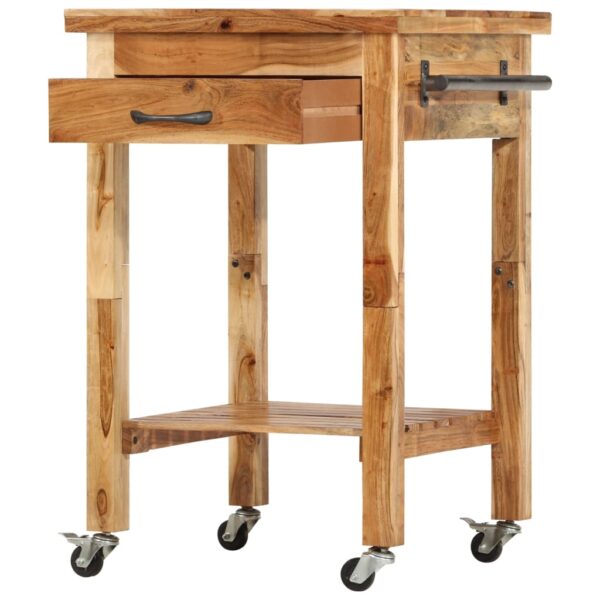 vidaXL Kitchen Trolley 22.8"x22.8"x35" Solid Wood Acacia - Image 4