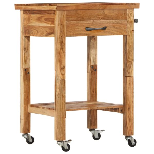 vidaXL Kitchen Trolley 22.8"x22.8"x35" Solid Wood Acacia - Image 9