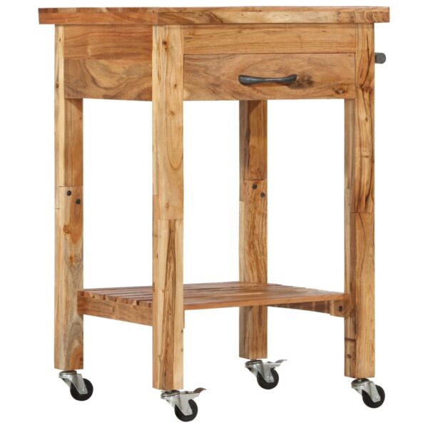 vidaXL Kitchen Trolley 22.8"x22.8"x35" Solid Wood Acacia - Image 10