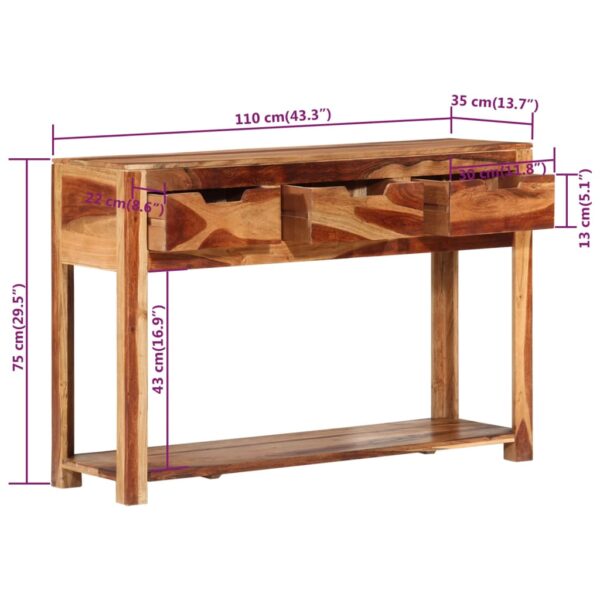 vidaXL Console Table 43.3"x13.8"x29.5" Solid Wood Acacia - Image 8