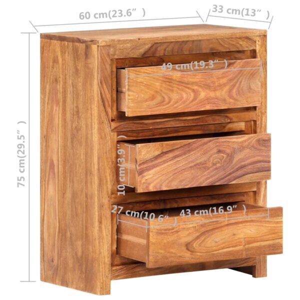 vidaXL Drawer Cabinet 23.6"x13"x29.5" Solid Wood Acacia - Image 7