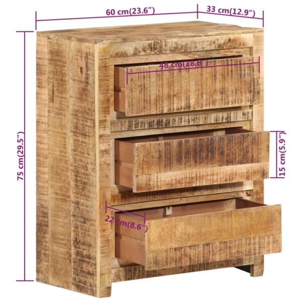 vidaXL Drawer Cabinet 23.6"x13"x29.5" Solid Wood Mango - Image 7