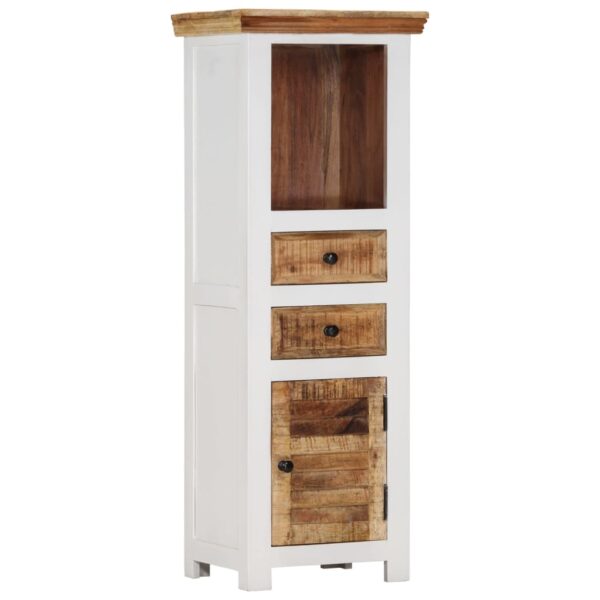 vidaXL Highboard Brown&White 15.7"x11.8"x43.3" Solid Wood Mango and Acacia - Image 11