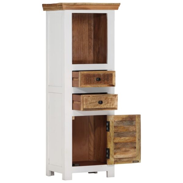 vidaXL Highboard Brown&White 15.7"x11.8"x43.3" Solid Wood Mango and Acacia - Image 3