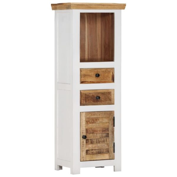 vidaXL Highboard Brown&White 15.7"x11.8"x43.3" Solid Wood Mango and Acacia - Image 10