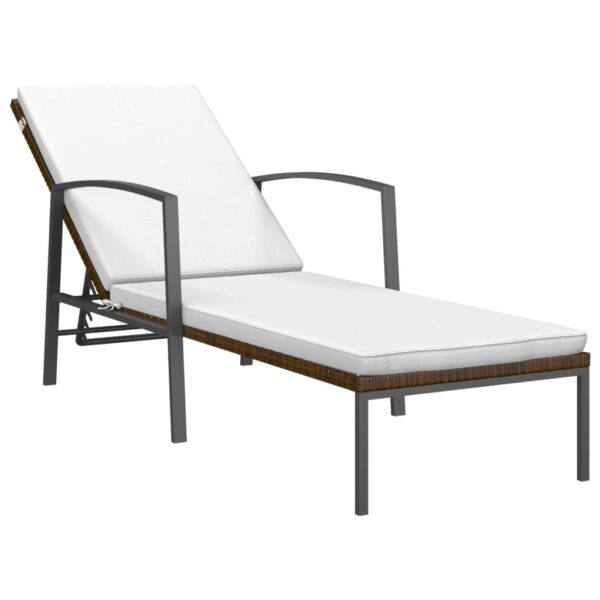 vidaXL Sun Loungers 2 pcs with Table Poly Rattan Brown - Image 3