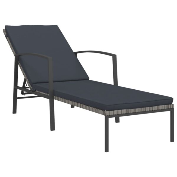 vidaXL Sun Loungers 2 pcs with Table Poly Rattan Gray - Image 3