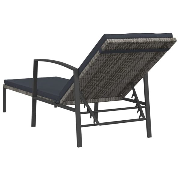 vidaXL Sun Loungers 2 pcs with Table Poly Rattan Gray - Image 6