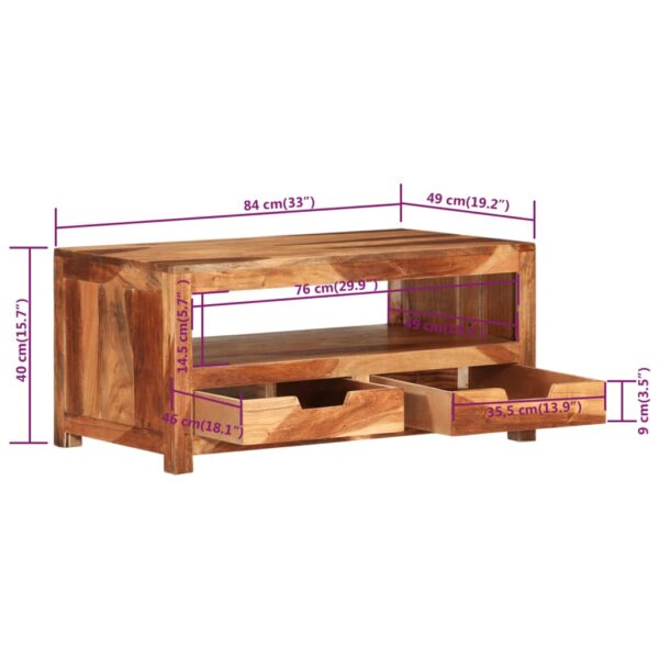 vidaXL Coffee Table 33.1"x19.3"x15.7" Solid Wood Acacia - Image 5