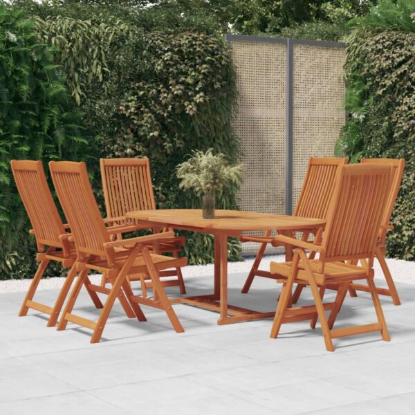 vidaXL 7 Piece Patio Dining Set Solid Wood Eucalyptus