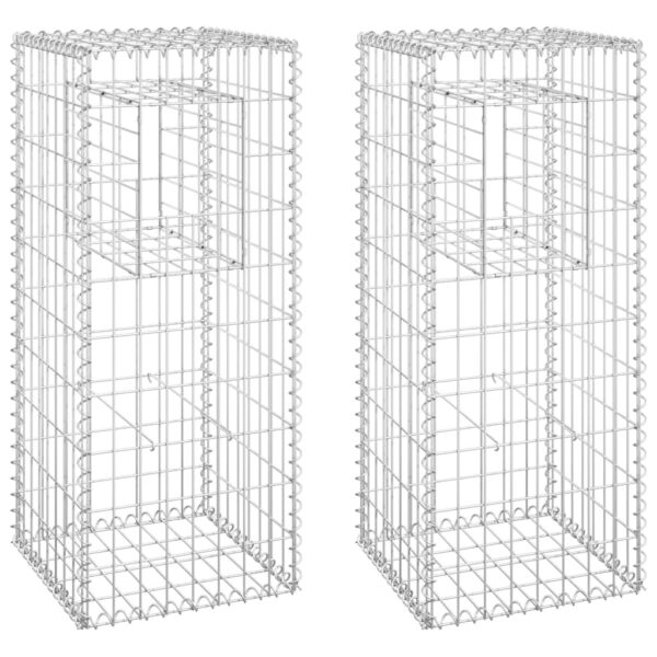 vidaXL Gabion Basket Posts 2 pcs 15.7"x15.7"x39.4" Iron - Image 2