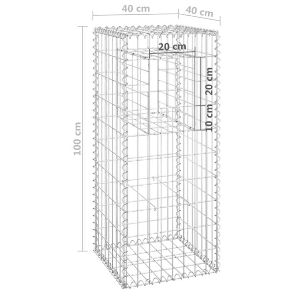 vidaXL Gabion Basket Posts 2 pcs 15.7"x15.7"x39.4" Iron - Image 7