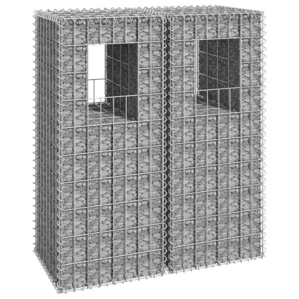 vidaXL Gabion Basket Posts 2 pcs 15.7"x15.7"x39.4" Iron