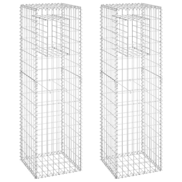 vidaXL Gabion Basket Posts 2 pcs 15.7"x15.7"x55.1" Iron - Image 2