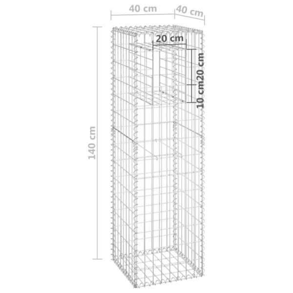 vidaXL Gabion Basket Posts 2 pcs 15.7"x15.7"x55.1" Iron - Image 7