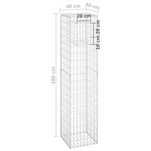 vidaXL Gabion Basket Post 15.7"x15.7"x70.9" Iron - Image 6