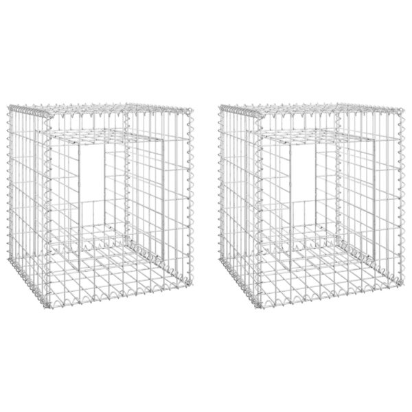 vidaXL Gabion Basket Posts 2 pcs 19.7"x19.7"x23.6" Iron - Image 2