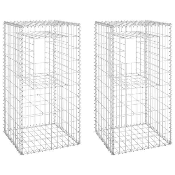 vidaXL Gabion Basket Posts 2 pcs 19.7"x19.7"x39.4" Iron - Image 2