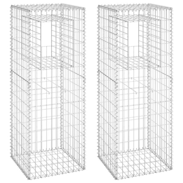 vidaXL Gabion Basket Posts 2 pcs 19.7"x19.7"x55.1" Iron - Image 2