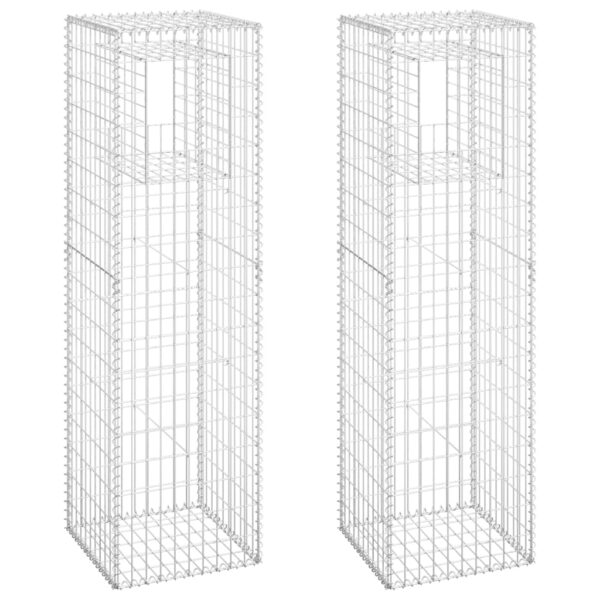 vidaXL Gabion Basket Posts 2 pcs 19.7"x19.7"x70.9" Iron - Image 2