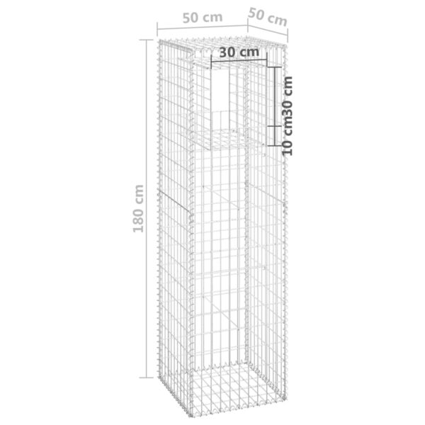 vidaXL Gabion Basket Posts 2 pcs 19.7"x19.7"x70.9" Iron - Image 7