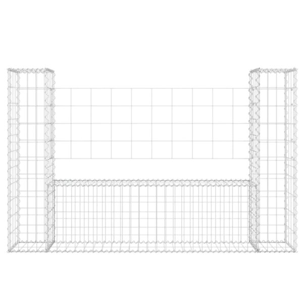 vidaXL U-shape Gabion Basket with 2 Posts Iron 55.1"x7.9"x39.4" - Image 3