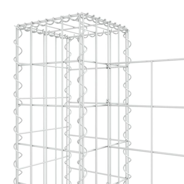 vidaXL U-shape Gabion Basket with 2 Posts Iron 55.1"x7.9"x39.4" - Image 5