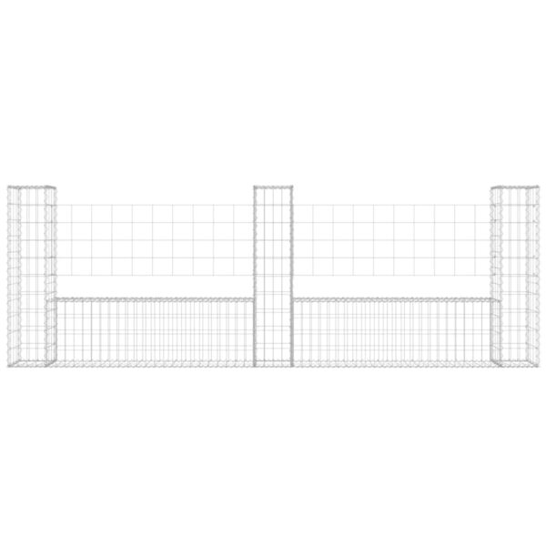 vidaXL U-shape Gabion Basket with 3 Posts Iron 102.4"x7.9"x39.4" - Image 3