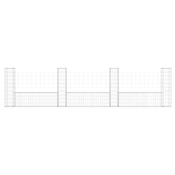 vidaXL U-shape Gabion Basket with 4 Posts Iron 149.6"x7.9"x39.4" - Image 3