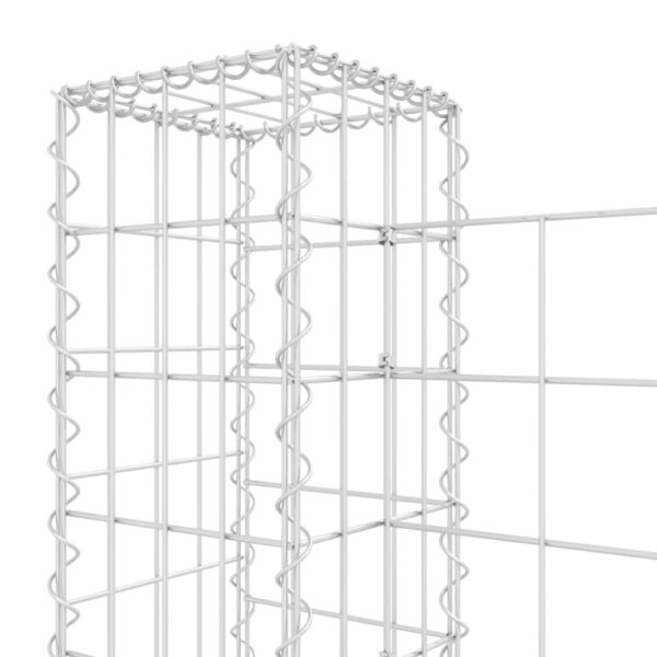 vidaXL U-shape Gabion Basket with 4 Posts Iron 149.6"x7.9"x39.4" - Image 5