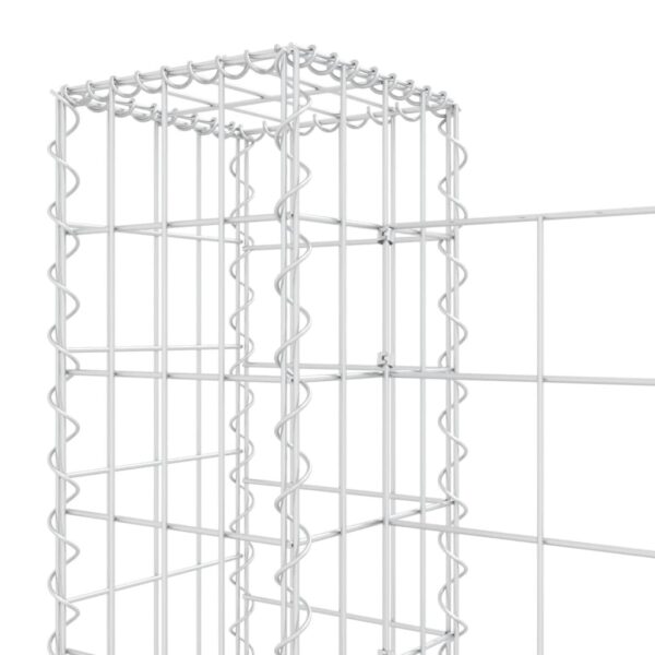 vidaXL U-shape Gabion Basket with 5 Posts Iron 196.9"x7.9"x39.4" - Image 5