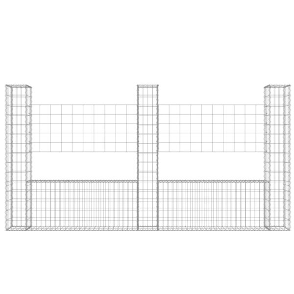 vidaXL U-shape Gabion Basket with 3 Posts Iron 102.4"x7.9"x59.1" - Image 3